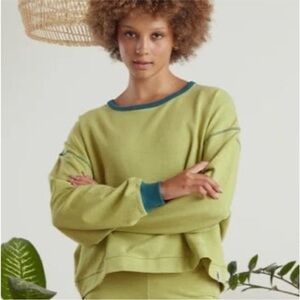 Women's Green Sweatshirt with Teal Accents